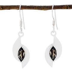 Yan Brown Dainty Solitaire Dangle Earring Smoky Quartz Brown Dangle