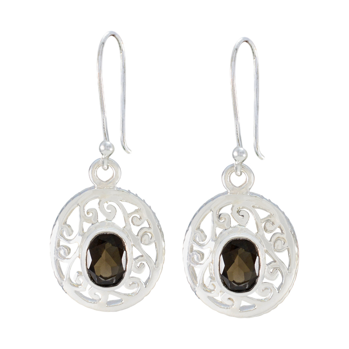Ying Brown Classic Solitaire Dangle Earring Smoky Quartz Brown Dangle