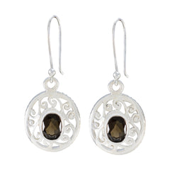 Ying Brown Classic Solitaire Dangle Earring Smoky Quartz Brown Dangle