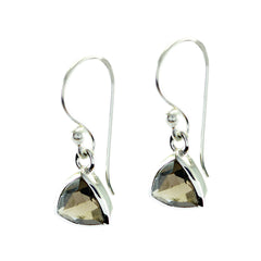 Yuki Brown Elegant Solitaire Dangle Earring Smoky Quartz Brown Dangle