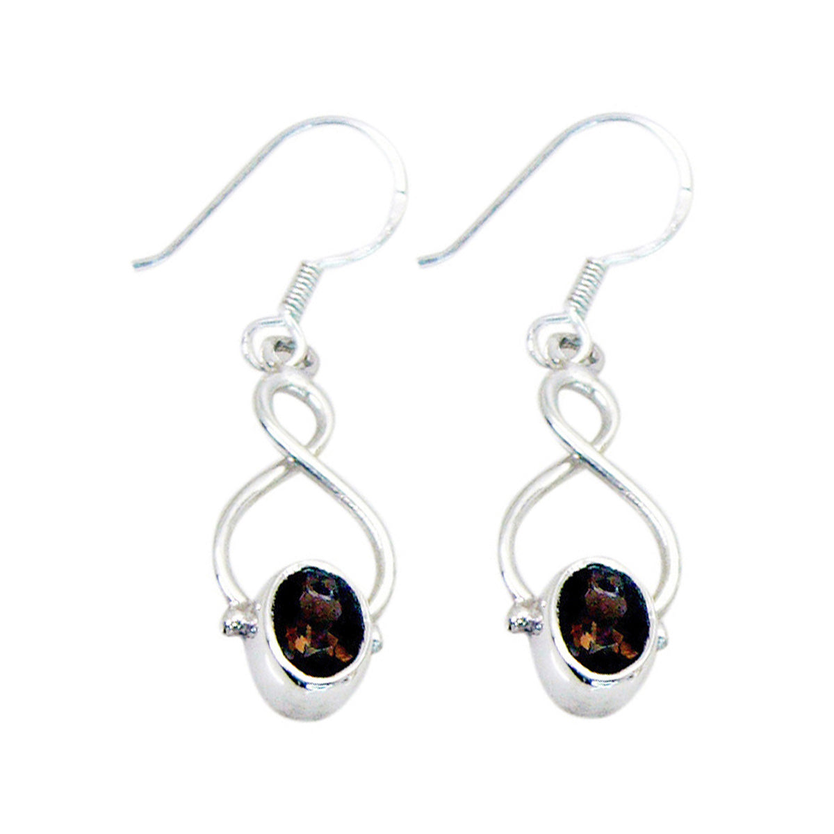 Yuna Brown Elegant Solitaire Dangle Earring Smoky Quartz Brown Dangle