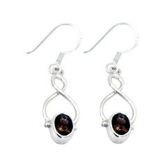 Yuna Brown Elegant Solitaire Dangle Earring Smoky Quartz Brown Dangle