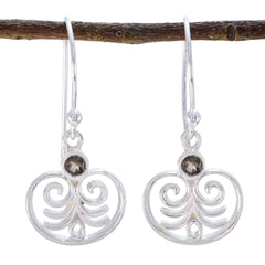 Alejandra Brown Delicate Solitaire Dangle Earring Smoky Quartz Brown Dangle