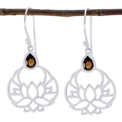 Andrea Brown Featherlight Solitaire Dangle Earring Smoky Quartz Brown Dangle
