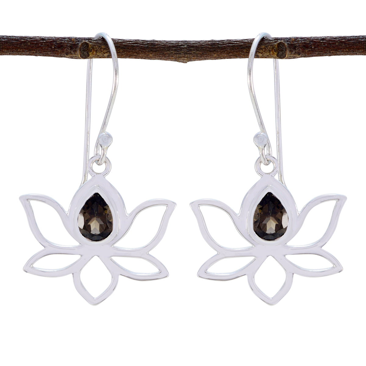 Nari Brown Dainty Solitaire Dangle Earring Smoky Quartz Brown Dangle