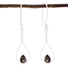 Carla Brown Delicate Solitaire Dangle Earring Smoky Quartz Brown Dangle