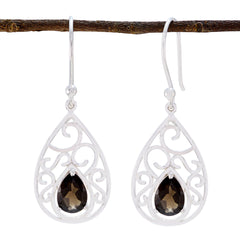 Carolina Brown Featherlight Solitaire Dangle Earring Smoky Quartz Brown Dangle