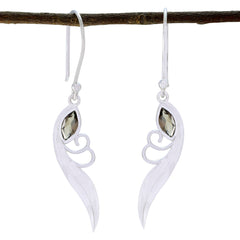 Cecilia Brown Delicate Solitaire Dangle Earring Smoky Quartz Brown Dangle