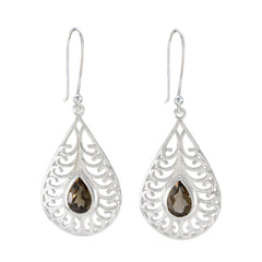 Daniela Brown Featherlight Solitaire Dangle Earring Smoky Quartz Brown Dangle