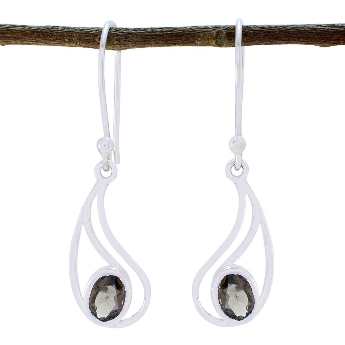 Dayana Brown Elegant Solitaire Dangle Earring Smoky Quartz Brown Dangle