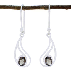 Dayana Brown Elegant Solitaire Dangle Earring Smoky Quartz Brown Dangle