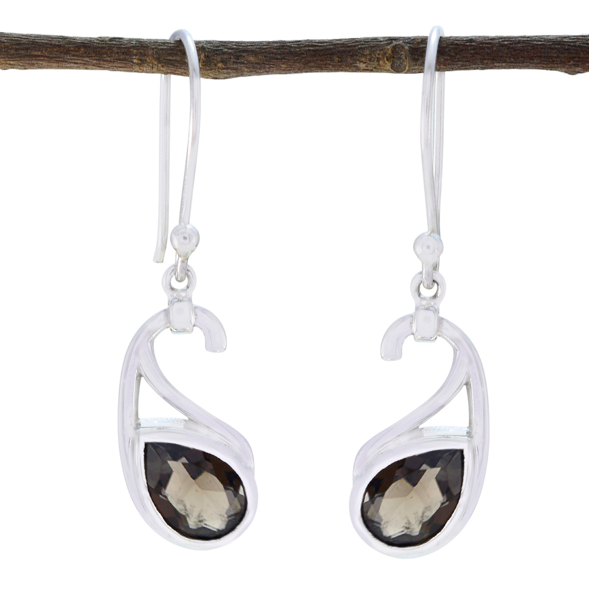 Elena Brown Featherlight Solitaire Dangle Earring Smoky Quartz Brown Dangle