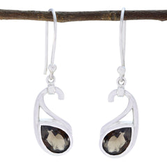 Elena Brown Featherlight Solitaire Dangle Earring Smoky Quartz Brown Dangle