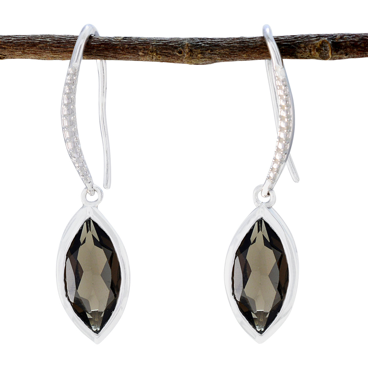 Fernanda Brown Delicate Solitaire Dangle Earring Smoky Quartz Brown Dangle