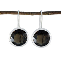 Florencia Brown Eye catching Solitaire Dangle Earring Smoky Quartz Brown Dangle