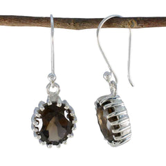 Gabriela Brown Tiny Solitaire Dangle Earring Smoky Quartz Brown Dangle