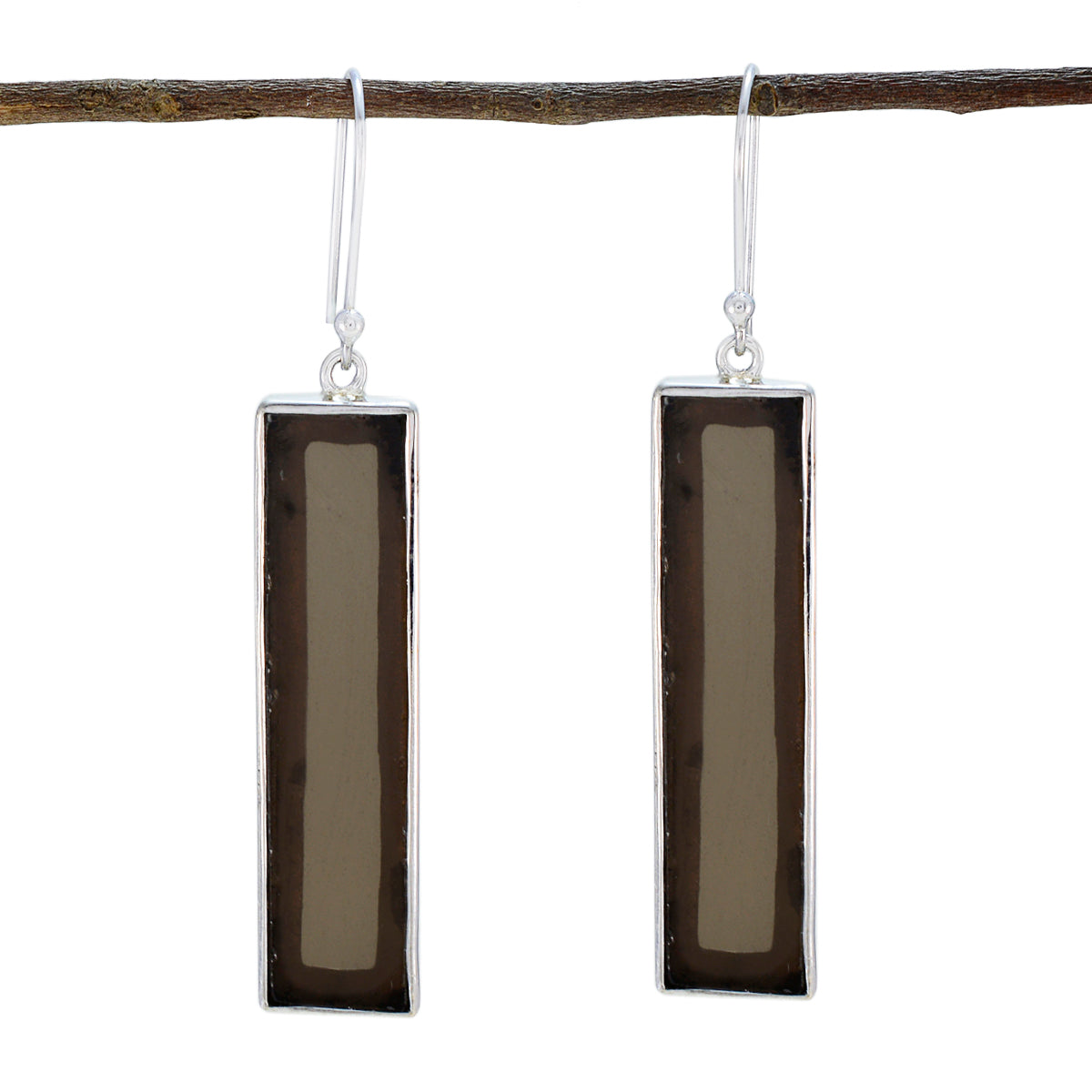 Isabella Brown Edgy Solitaire Dangle Earring Smoky Quartz Brown Dangle