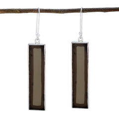 Isabella Brown Edgy Solitaire Dangle Earring Smoky Quartz Brown Dangle