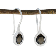 Kennedy Brown Delicate Solitaire Dangle Earring Smoky Quartz Brown Dangle