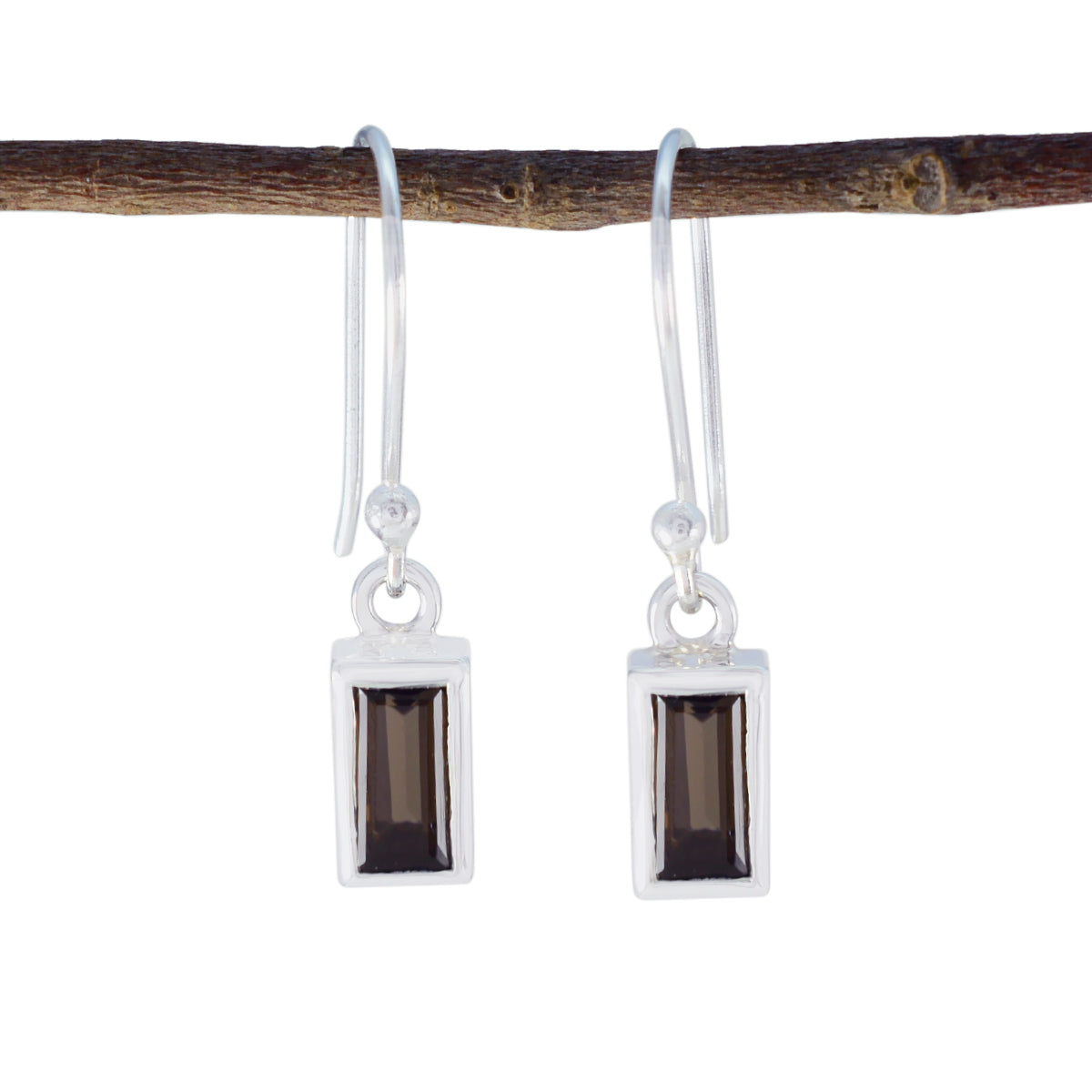 Mia Brown Dainty Solitaire Dangle Earring Smoky Quartz Brown Dangle
