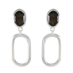 Ivana Brown Tiny Solitaire Stud Earring Smoky Quartz Brown Stud