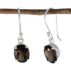 Joaquina Brown Delicate Solitaire Dangle Earring Smoky Quartz Brown Dangle