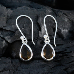 Haruka Brown Dainty Solitaire Dangle Earring