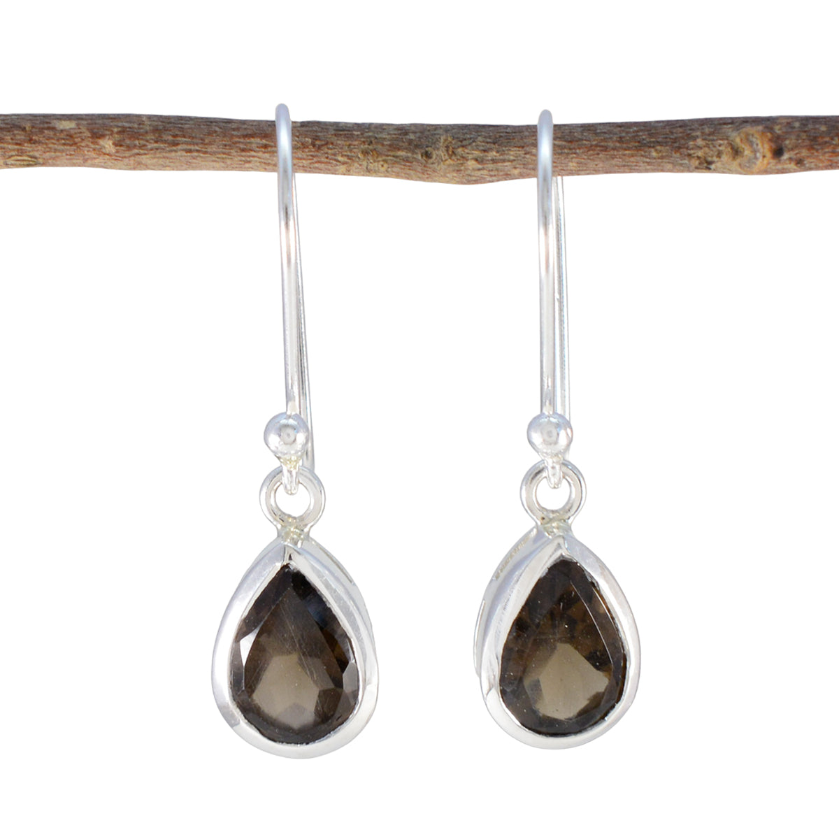 Haruka Brown Dainty Solitaire Dangle Earring Smoky Quartz Brown Dangle
