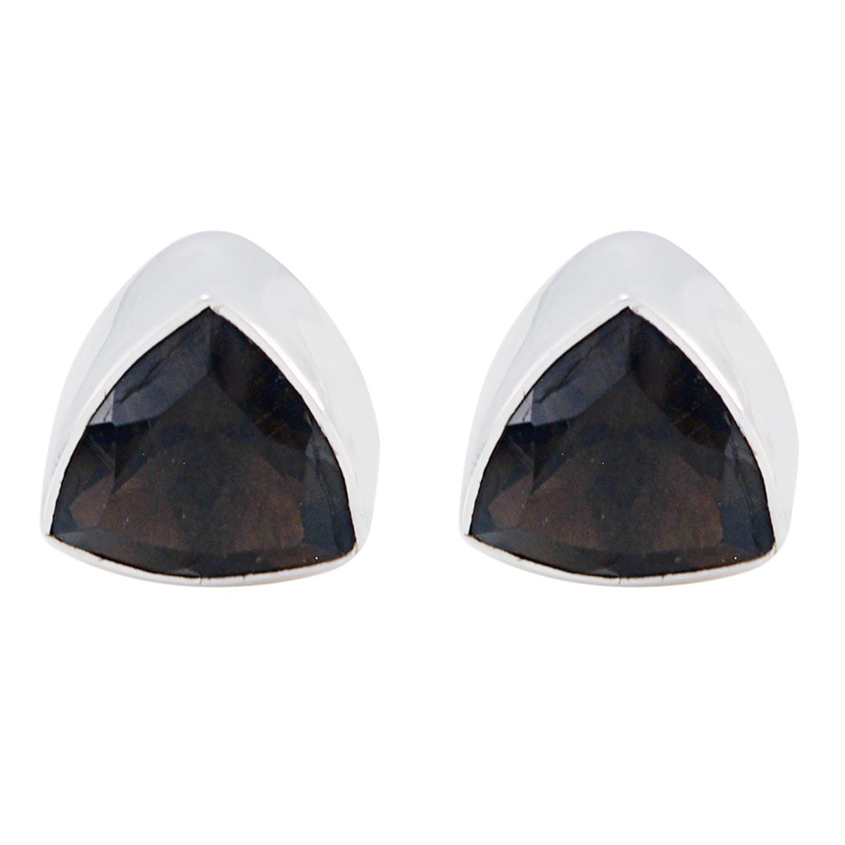 Laura Brown Elegant Solitaire Stud Earring Smoky Quartz Brown Stud