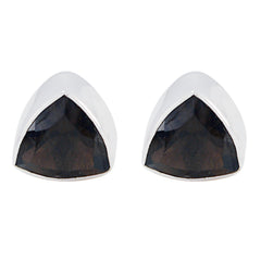 Laura Brown Elegant Solitaire Stud Earring Smoky Quartz Brown Stud