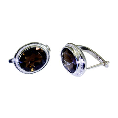 Andrea Brown Dainty Solitaire Stud Earring Smoky Quartz Brown Stud