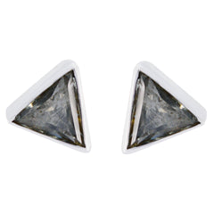 Lourdes Brown Elegant Solitaire Stud Earring Smoky Quartz Brown Stud