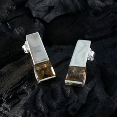 Mathilde Brown Dainty Solitaire Stud Earring