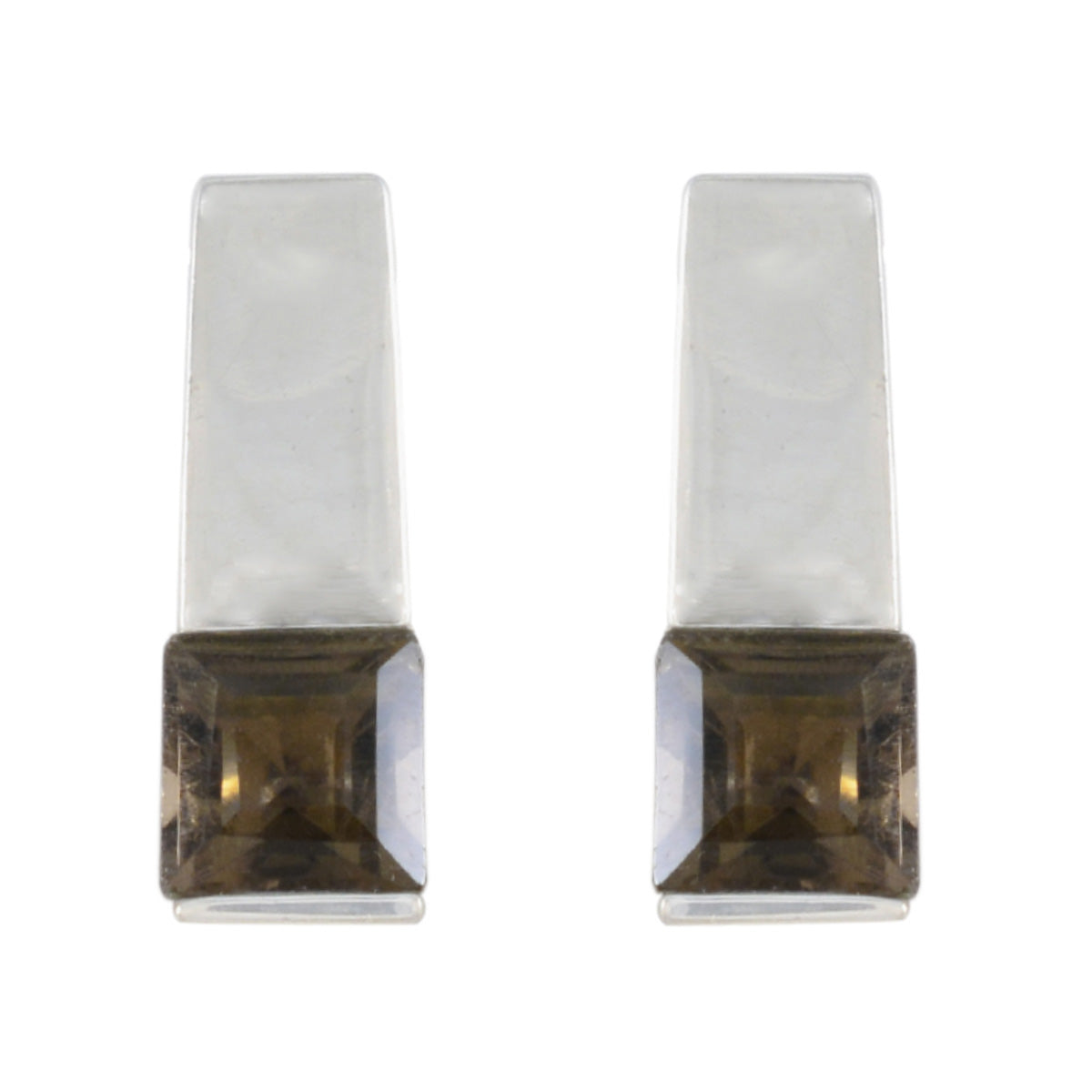 Mathilde Brown Dainty Solitaire Stud Earring Smoky Quartz Brown Stud