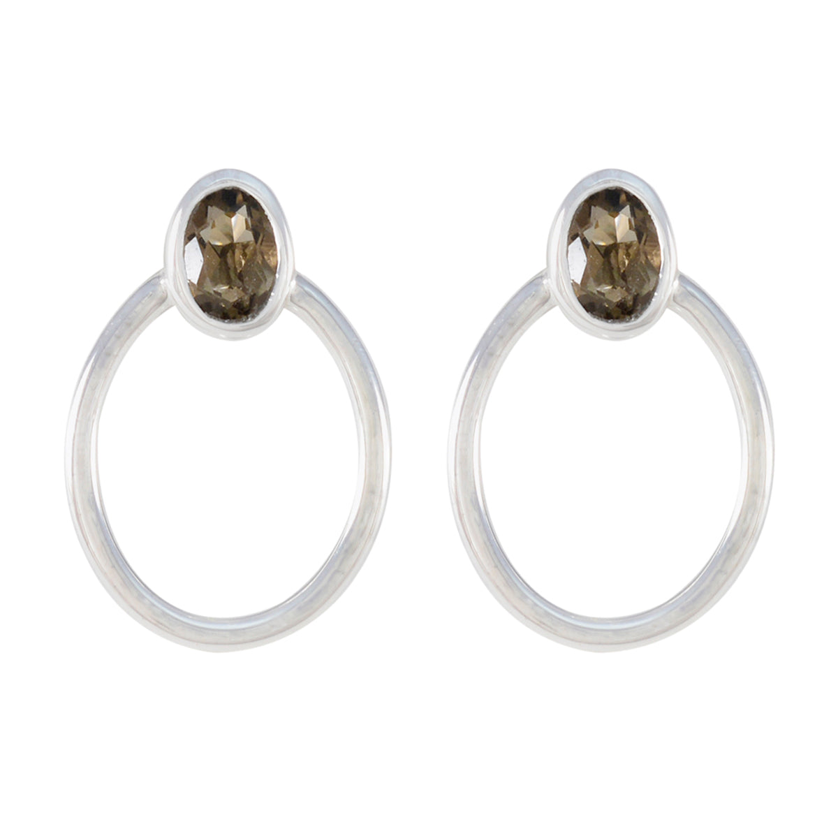 Sophia Brown Dainty Solitaire Stud Earring Smoky Quartz Brown Stud