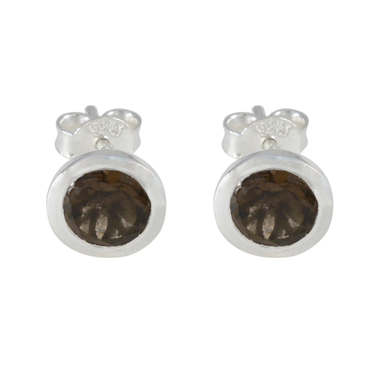 Ayaka Brown Delicate Solitaire Stud Earring Smoky Quartz Brown Stud