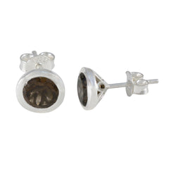 Ayaka Brown Delicate Solitaire Stud Earring