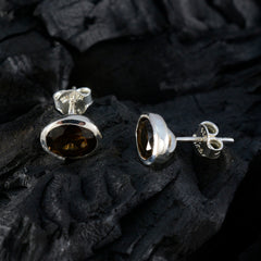 Nari Brown Delicate Solitaire Stud Earring