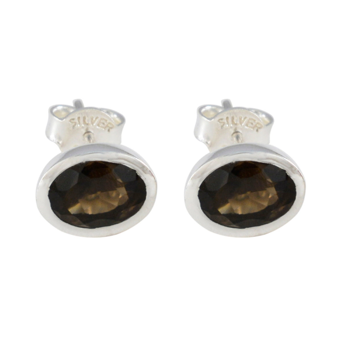 Nari Brown Delicate Solitaire Stud Earring Smoky Quartz Brown Stud
