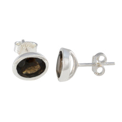Nari Brown Delicate Solitaire Stud Earring