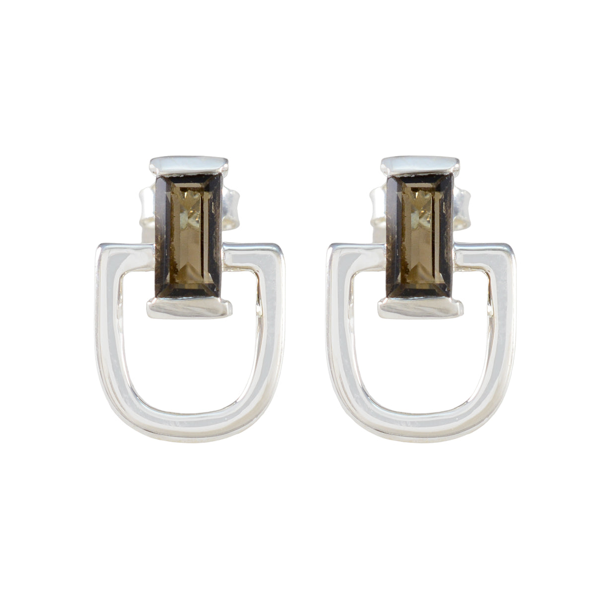 Gabriela Brown Delicate Solitaire Stud Earring Smoky Quartz Brown Stud