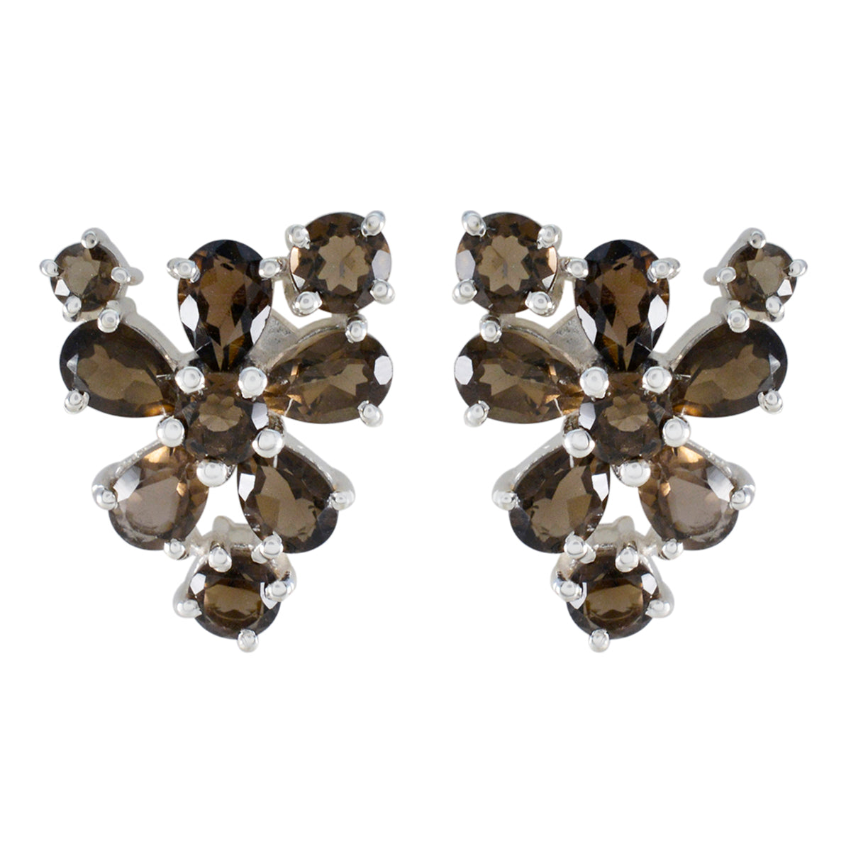 Hazel Brown Minimal multiple Stud Earring Smoky Quartz Brown Stud