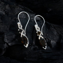 Nella Brown Whisper thin Toi et Moi Dangle Earring
