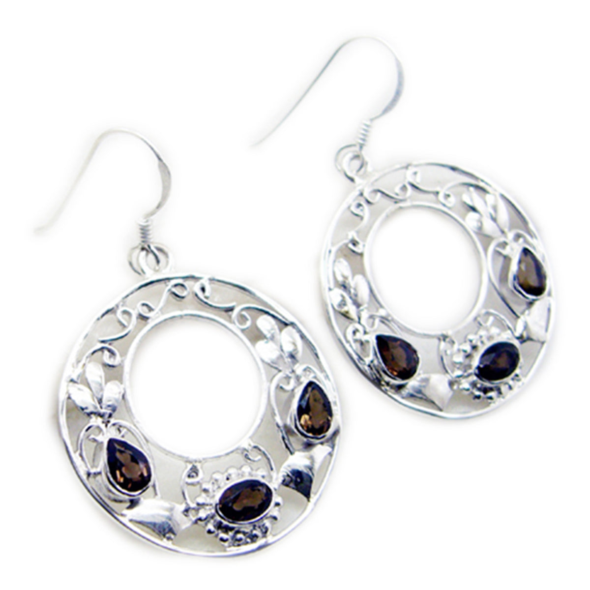 Micaela Brown Eye catching multiple Dangle Earring Smoky Quartz Brown Dangle