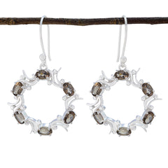 Milagros Brown Edgy multiple Dangle Earring Smoky Quartz Brown Dangle