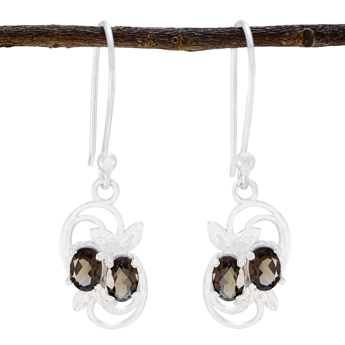 Katharina Brown Dainty multiple Dangle Earring Smoky Quartz Brown Dangle