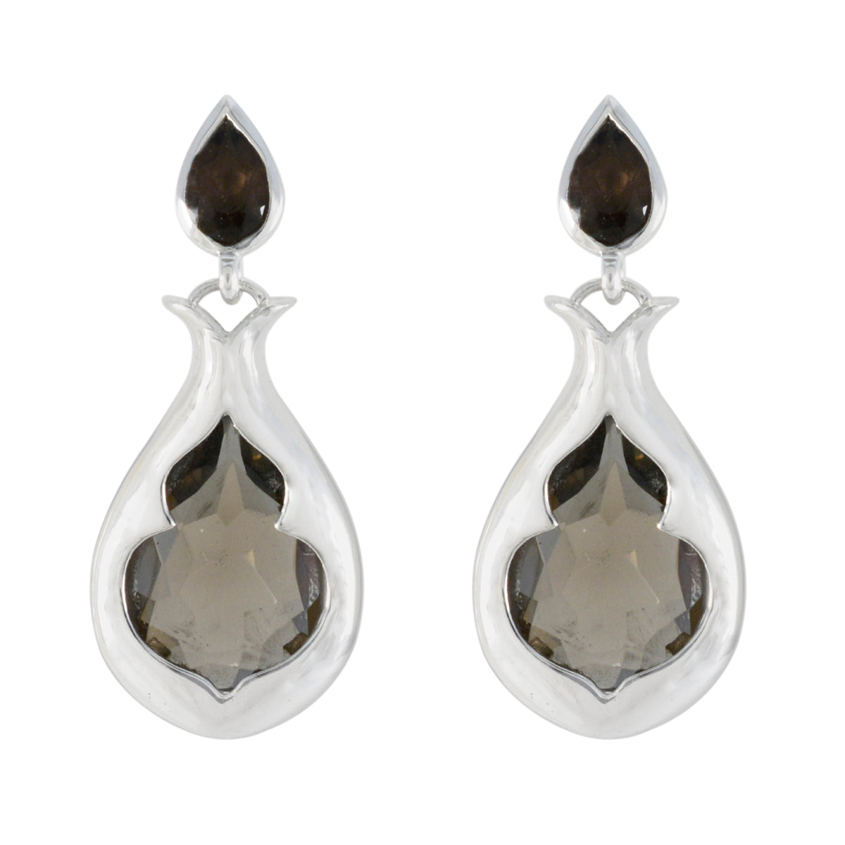 Isabelle Brown Edgy Toi et Moi Stud Earring Smoky Quartz Brown Stud