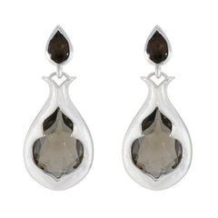Isabelle Brown Edgy Toi et Moi Stud Earring Smoky Quartz Brown Stud
