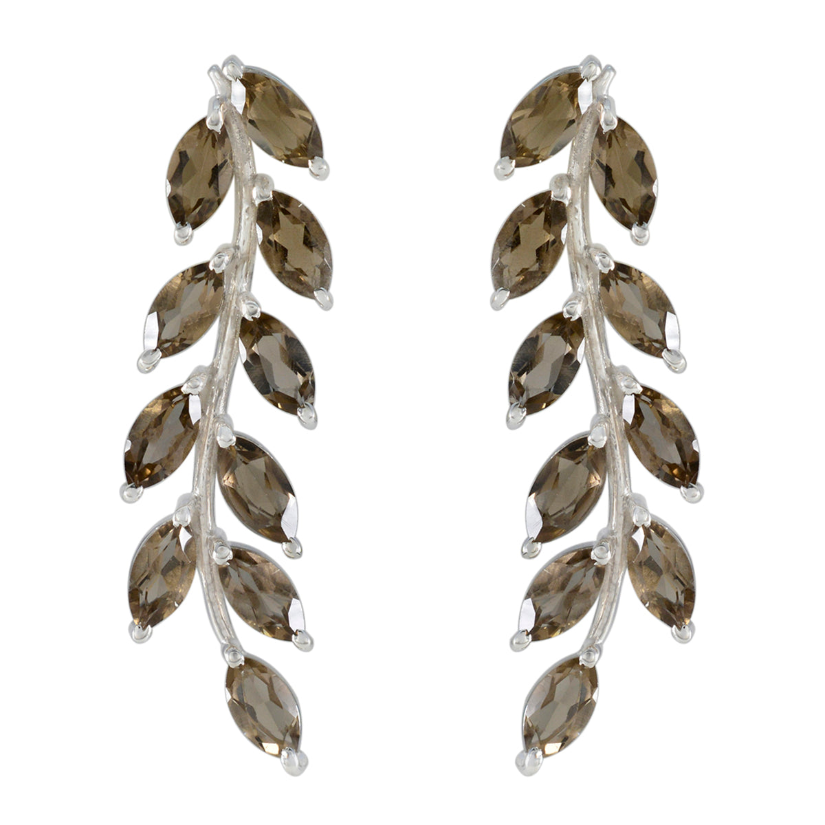 Noelia Brown Edgy multiple Stud Earring Smoky Quartz Brown Stud