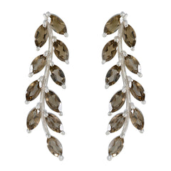 Noelia Brown Edgy multiple Stud Earring Smoky Quartz Brown Stud